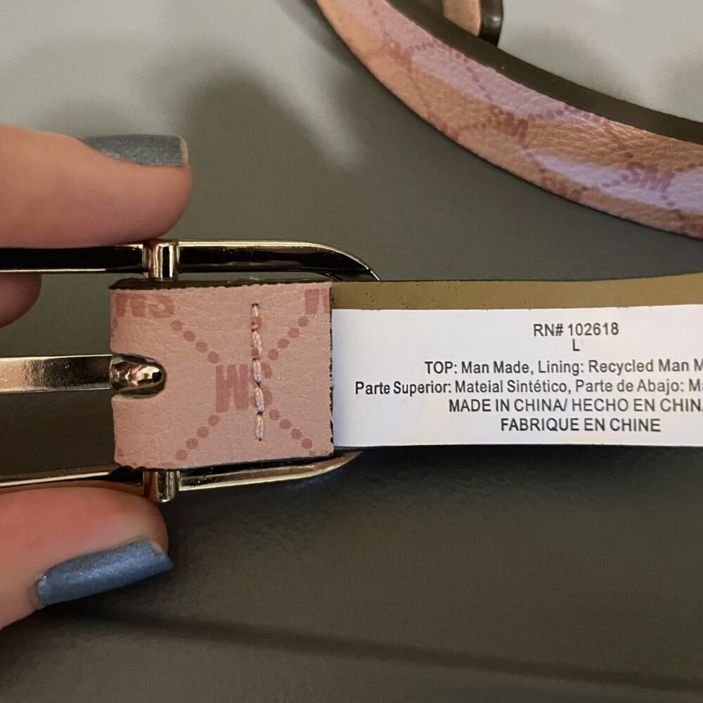 Steve Madden Pink "SM" Monogram Belt - Size Large - Picture 4 of 4